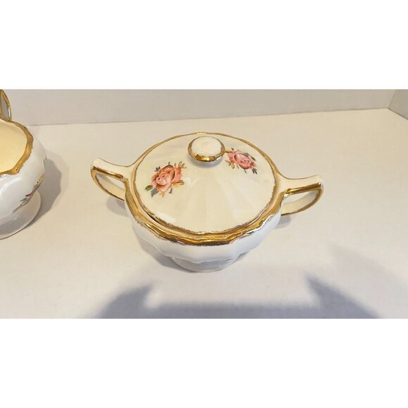 Vintage Sovereign Potters Canada Cream & Sugar Set Floral Cross-Stitch Pattern - Picture 6 of 10
